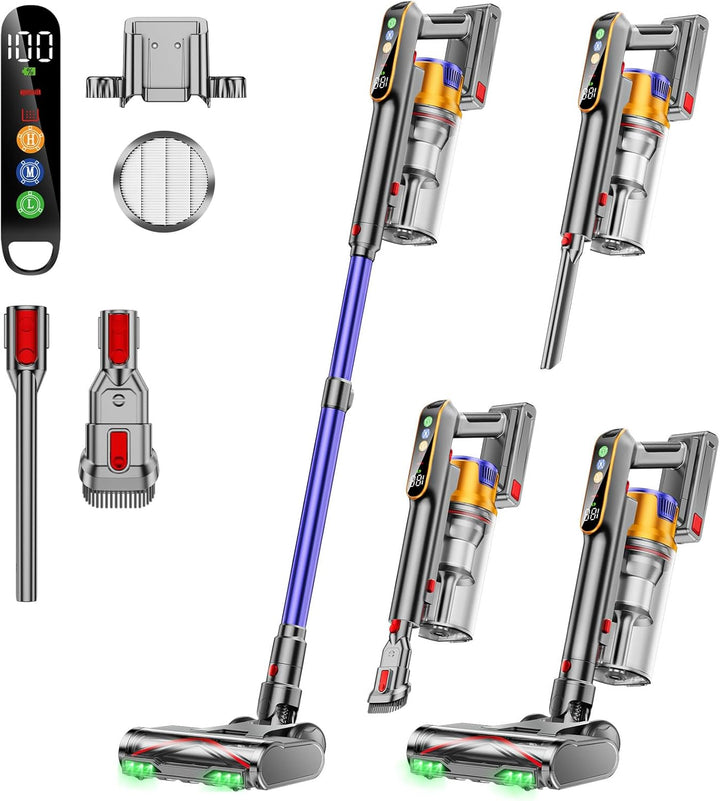 AOLOKO Akku Staubsauger, 50000Pa/580W/70Mins Staubsauger Kabellos mit 1,8L Grosser Staubbecher, Wand