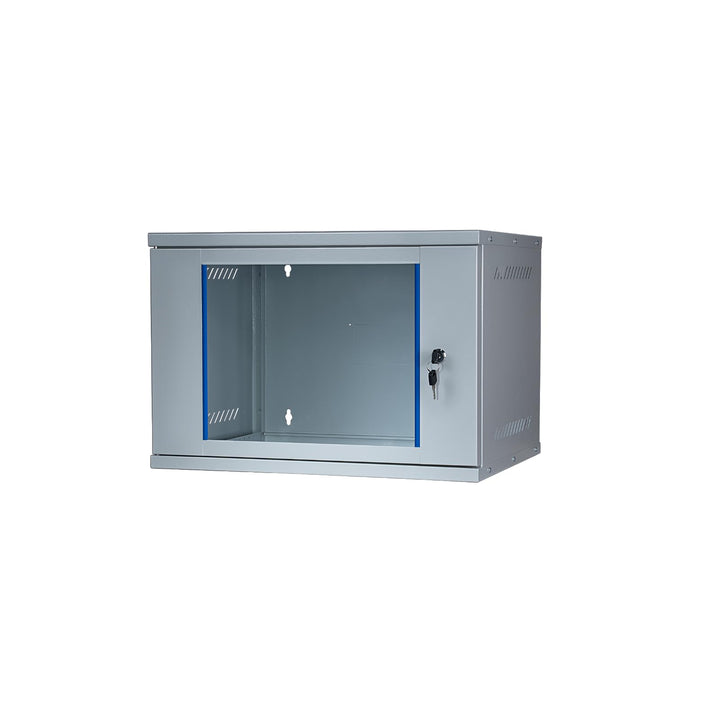 Netzwerkschrank 19 Zoll 7 HE I 400 mm Tiefe I Serverschrank Grau I Wandmontage I abschliessbare Glas