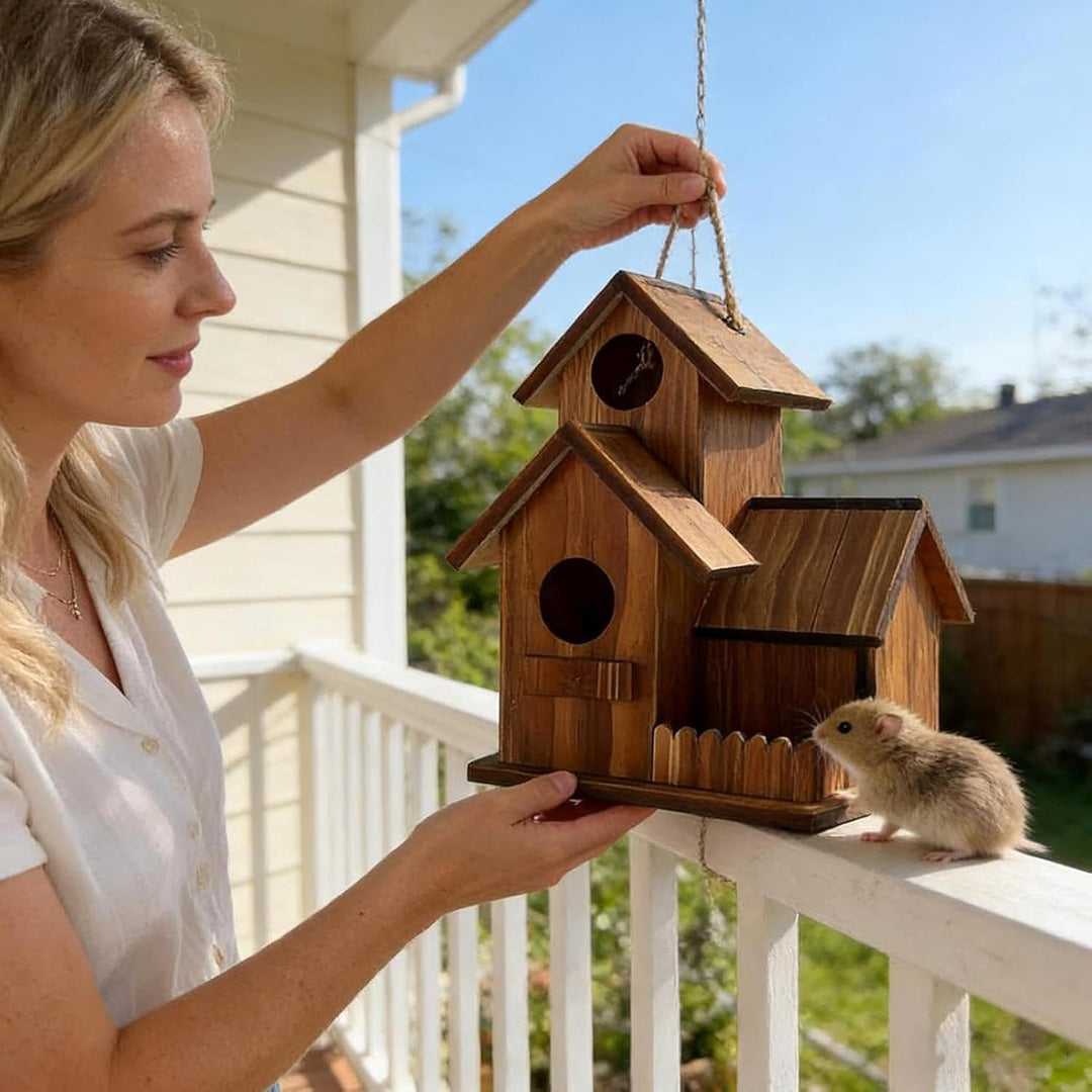 Eichhörnchen-Futterstation im Freien Hölzerner | Eichhörnchen-Picknickhaus Geeignet Für Zuhause Spie