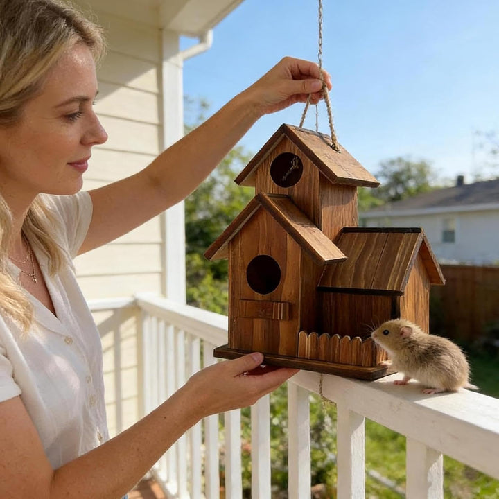 Eichhörnchen-Futterstation im Freien Hölzerner | Eichhörnchen-Picknickhaus Geeignet Für Zuhause Spie