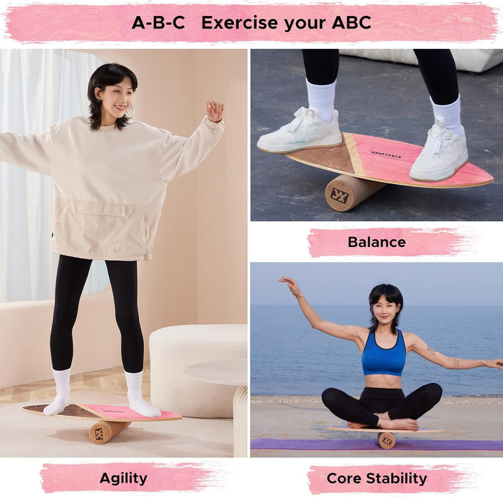 XCMAN Surf Balance Board Trainer Mit Rolle - Stabilitätstrainer Für Erwachsene Und Kinder, Zum Surfe