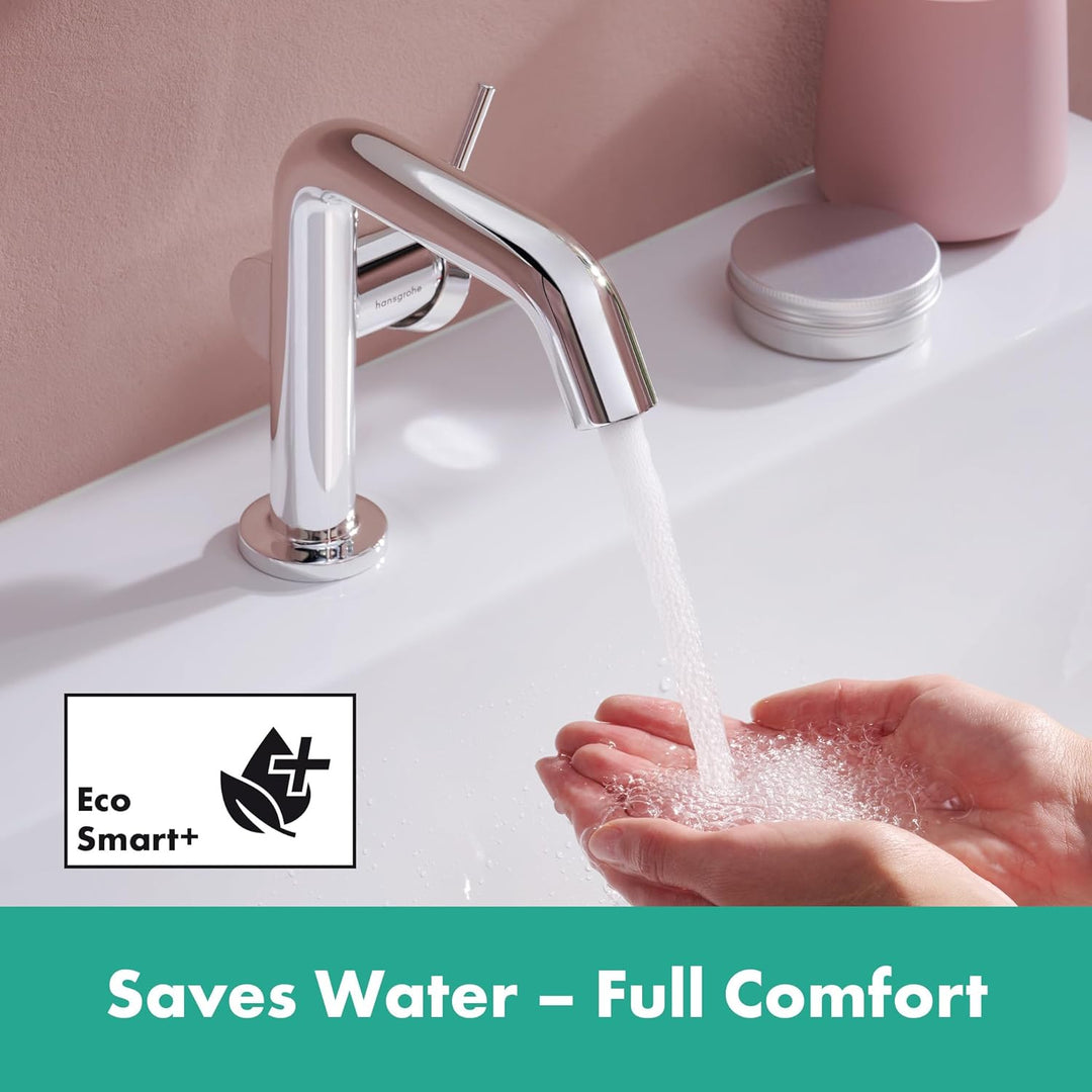 hansgrohe Tecturis S Fine - Waschtischarmatur mit Push-Open Ablauf, energiesparend (CoolStart), Wass