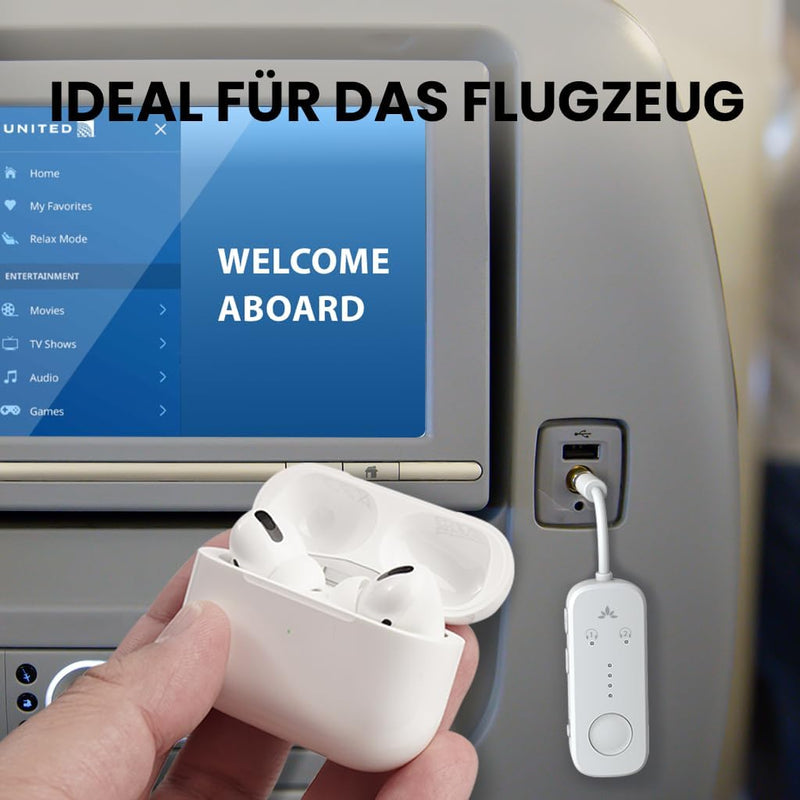 Avantree Relay - Premium Flugzeug Bluetooth 5.3 Adapter für alle Kopfhörer, apt-X geringe Latenz, un