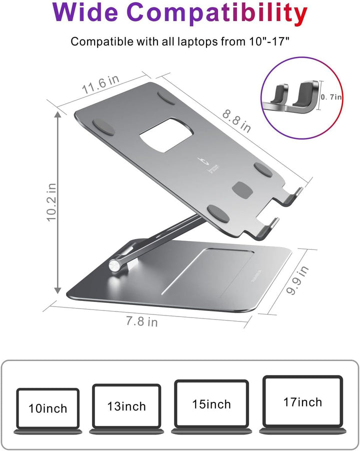 brocoon Verstellbarer MacBook-Ständer für Schreibtisch, ergonomische Aluminium-Laptoperhöhung mit Wä