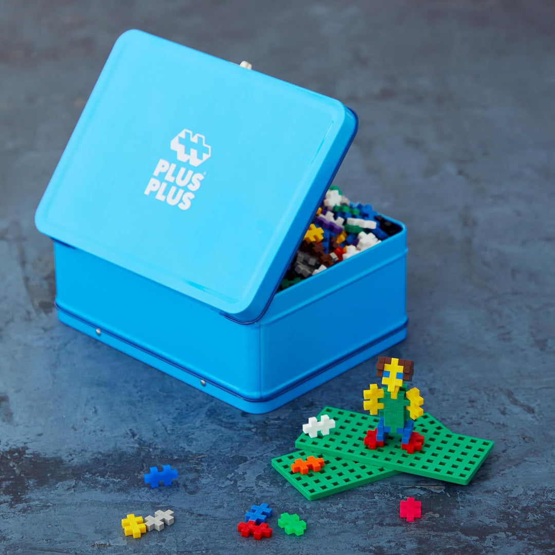 Plus-Plus 9607002 Geniales Konstruktionsspielzeug, Basic, Bausteine-Set in praktischer Metall-Box mi