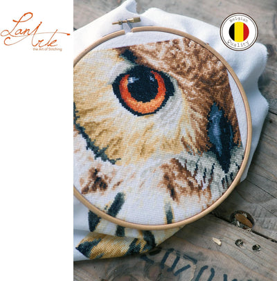 LANARTE PN Zählmusterpackung Eule Zählstoff Kreuzstichpackung, Baumwolle, Mehrfarbig, 19 x 26 x 0.3