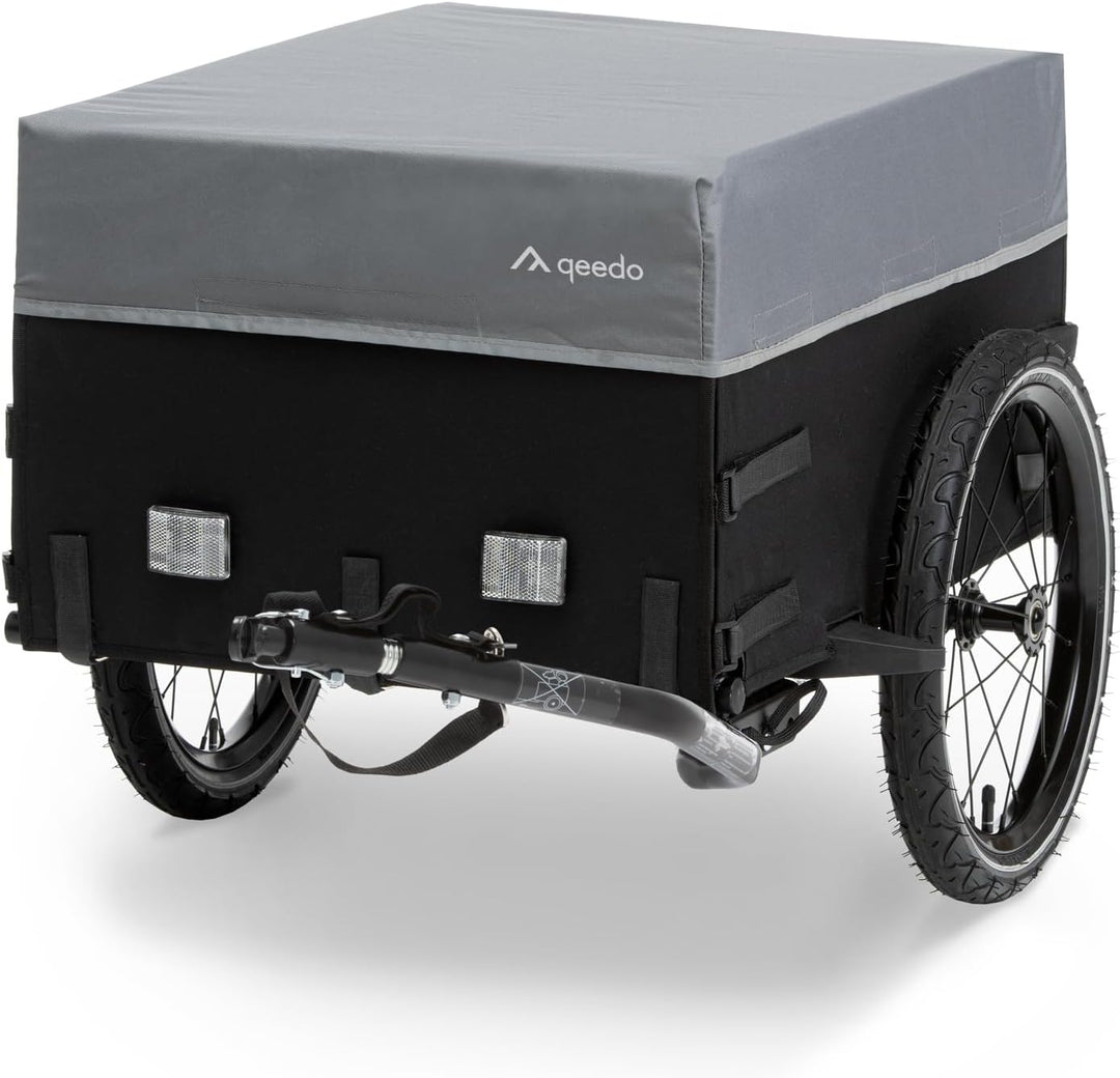 qeedo Cargo Trailer Fahrradanhänger Lastenanhänger, Fahrrad Transportanhänger, klappbar Schwarz, Sch