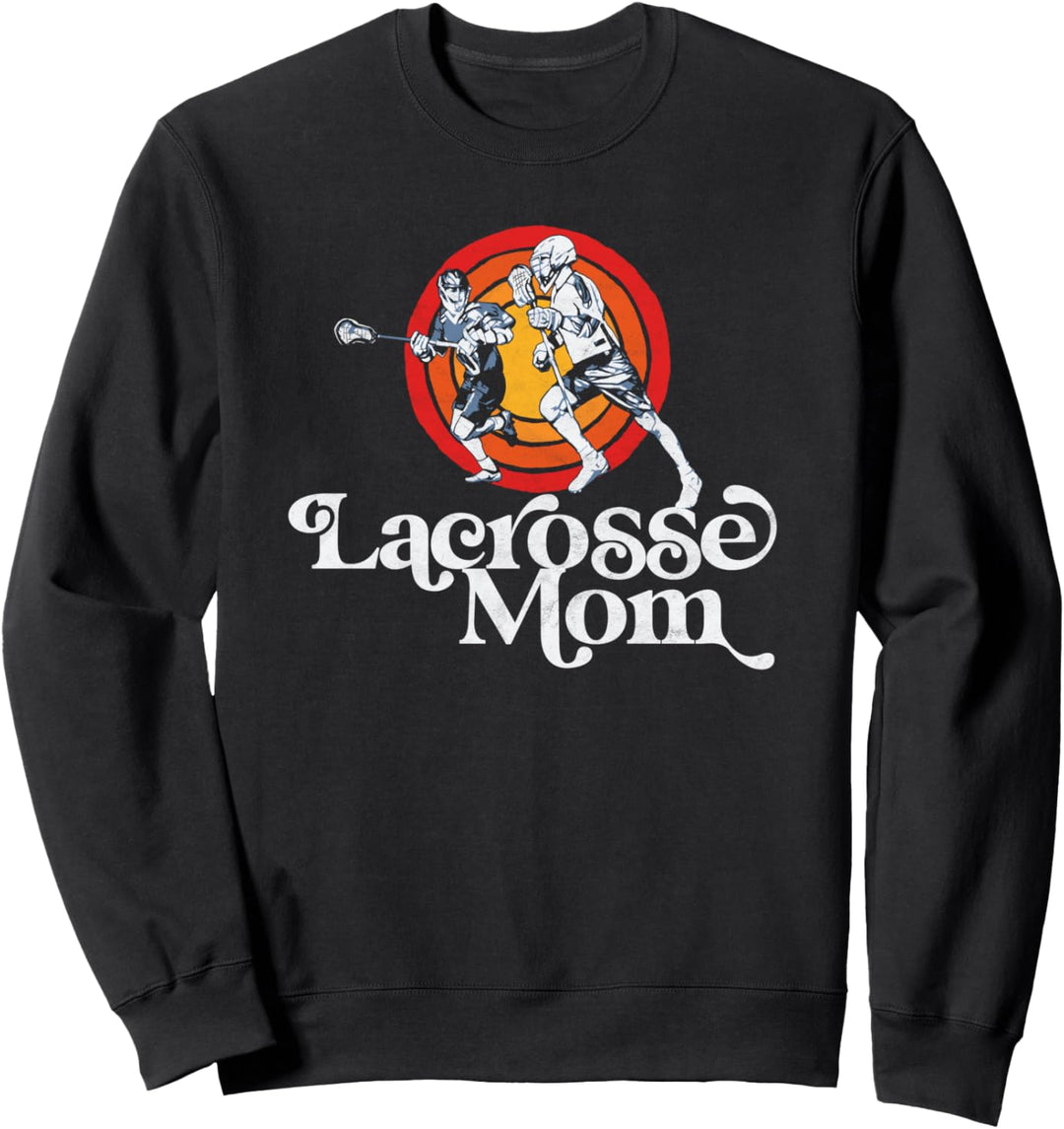 Lacrosse Mom Retro Lax Players & Vintage 80s Sun Sweatshirt