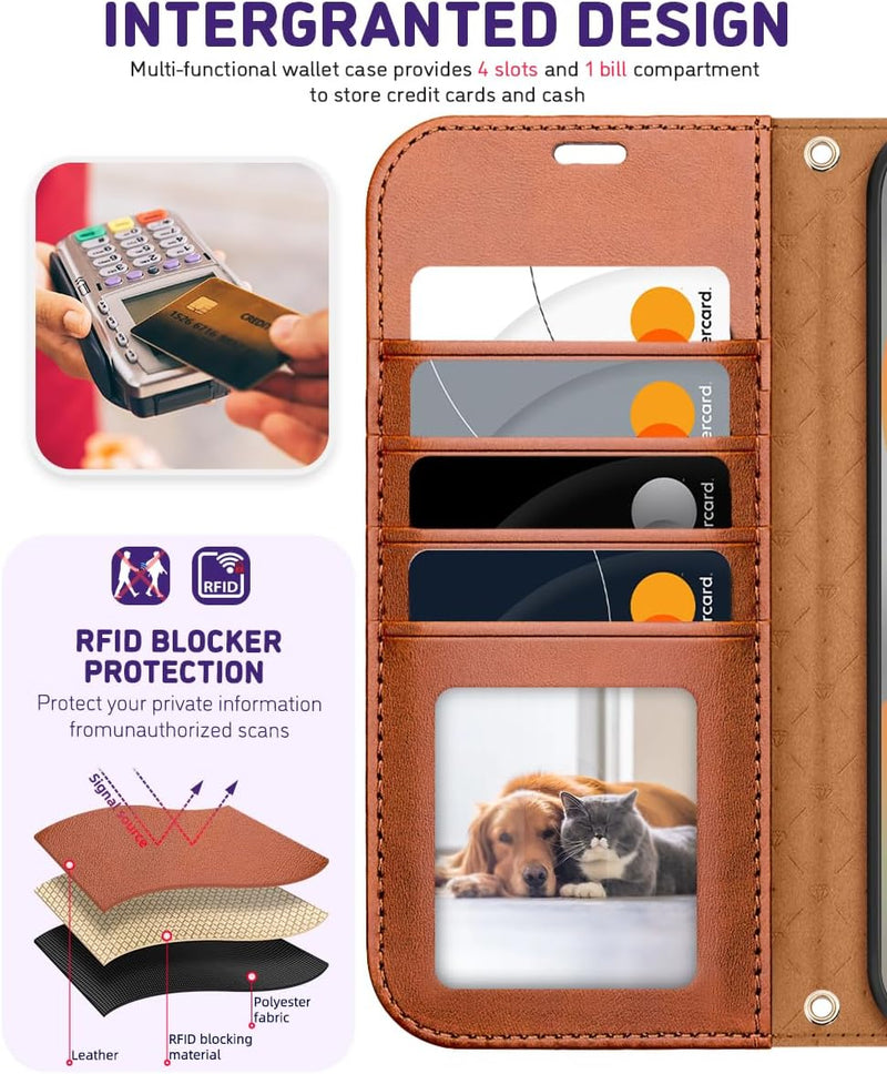 OCASE Galaxy S24 FE Hülle mit Handykette, Band Längenverstellbar, Handyhülle zum Umhängen, Lederhüll