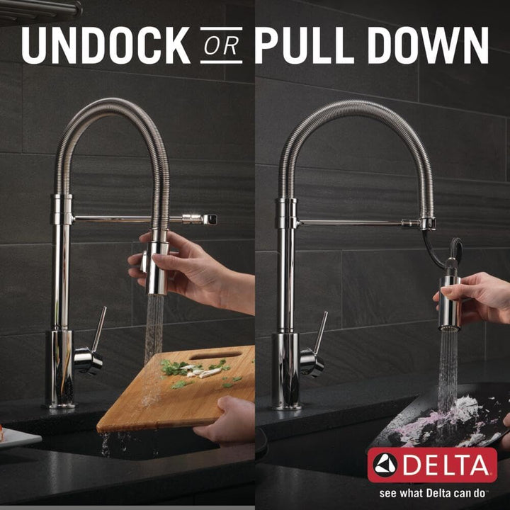 DELTA Trinsic Pro Einhebel-Federauslauf Küchenspüle Wasserhahn mit herausziehbarem Sprüher und magne