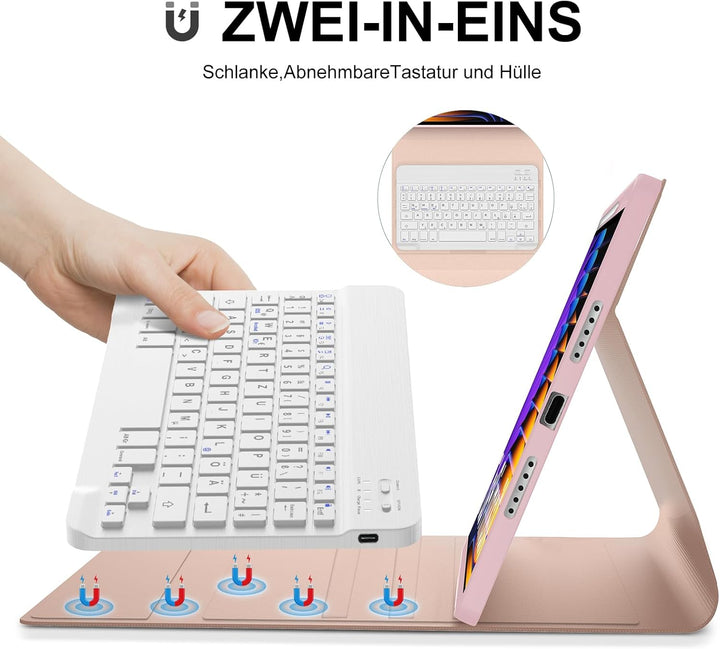 Tastatur für Xiaomi Pad 8/7/7 Pro 2024 11.2", Hülle mit Tastatur für Xiaomi Pad 7 2024 Magnetische B