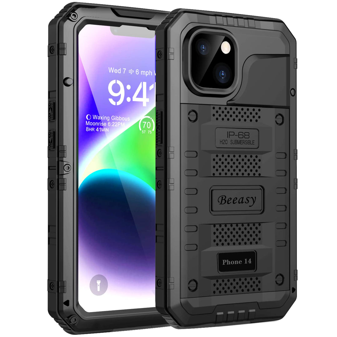 Beeasy für iPhone 14 Wasserdicht Outdoor Hülle (6,1"), Stossfest Panzerhülle Militär 360 Grad Schutz