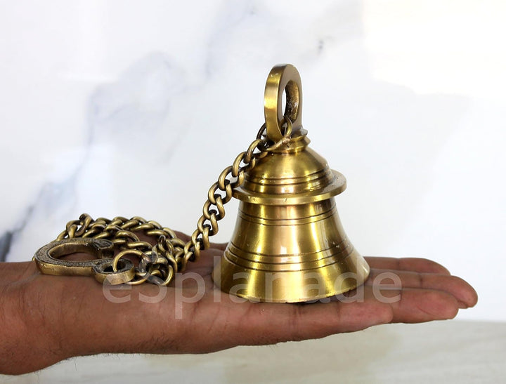 eSplanade - Glocke aus Messing mit Kette | Messing zum Aufhängen Bell | Wohnkultur | Tür Dekor | Räu