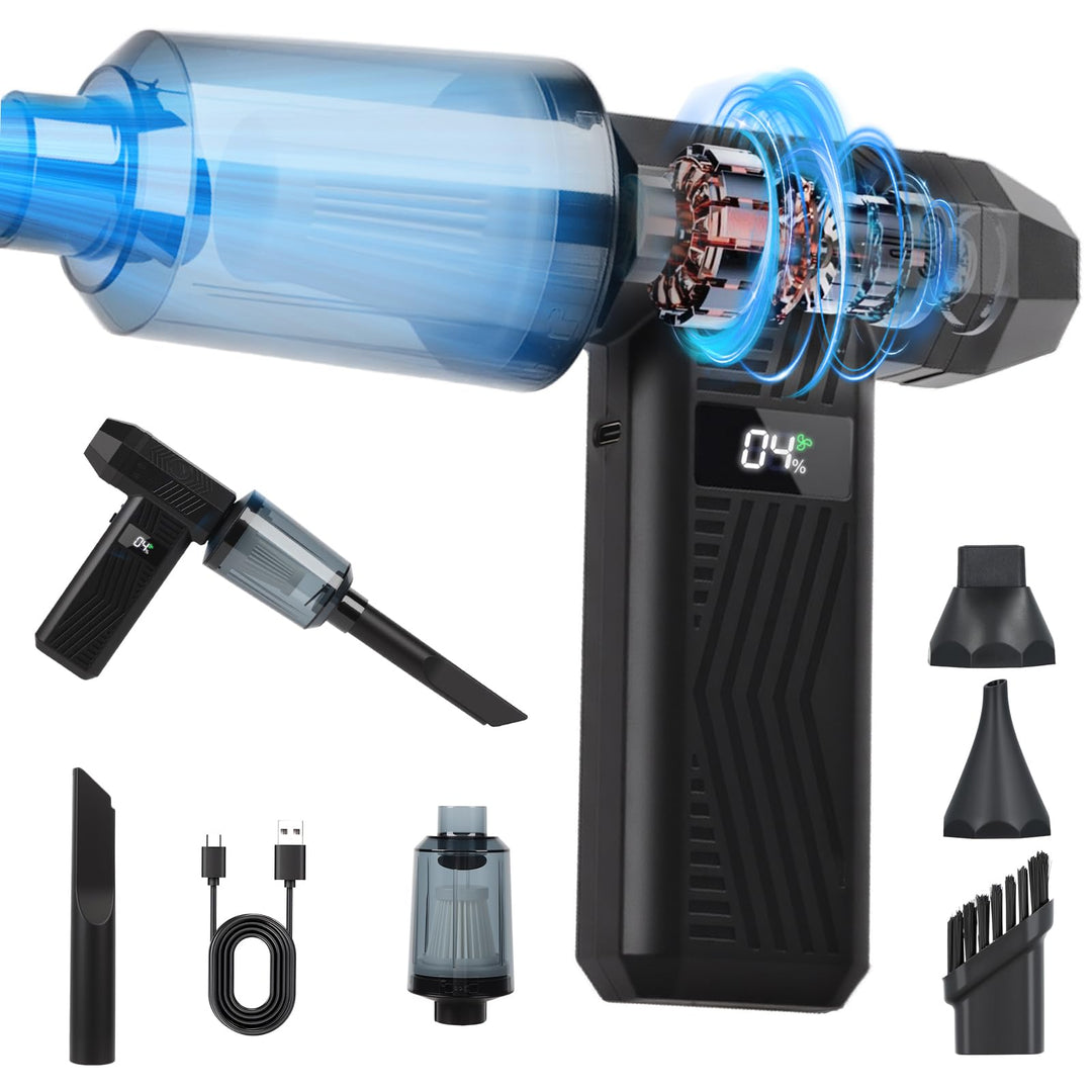 Longzhuo Handstaubsauger Akku, 120000Pa Auto Staubsauger 4-In-1 Handsauger 4-Stufen Starke Saugkraft