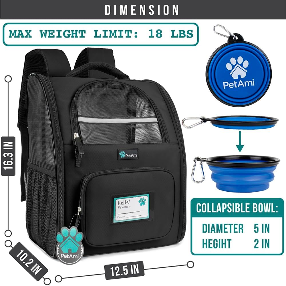 PetAmi Hunderucksack für kleine und grosse Katze, Haustier, Welpen, belüfteter Haustier-Wanderrucksa