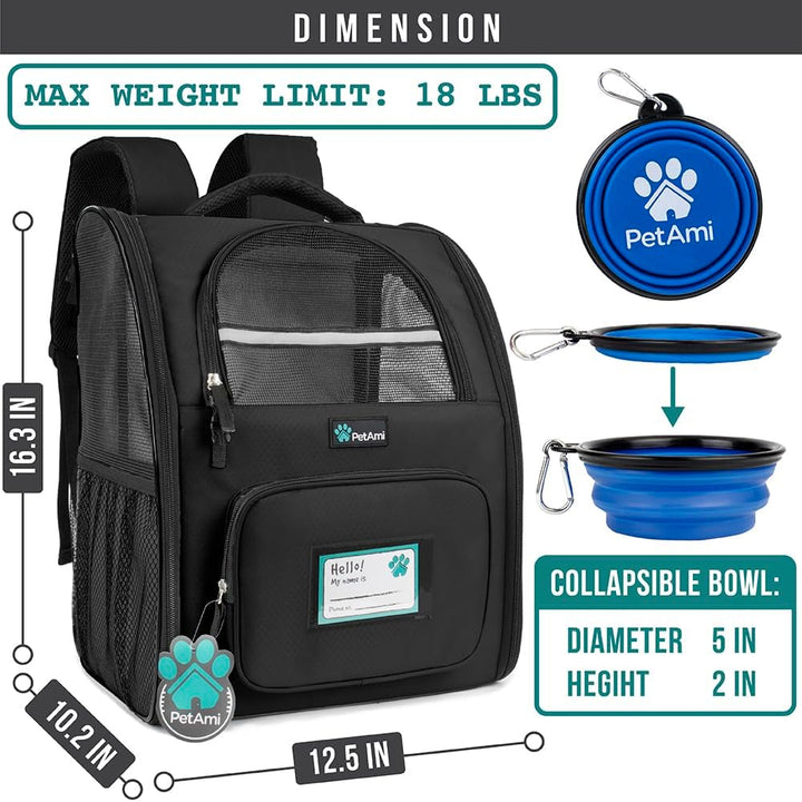 PetAmi Hunderucksack für kleine und grosse Katze, Haustier, Welpen, belüfteter Haustier-Wanderrucksa