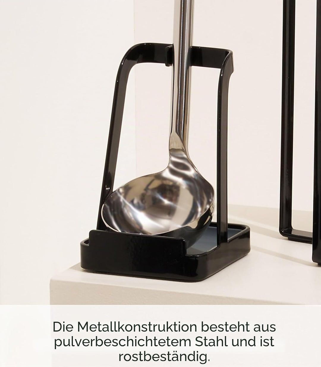 YAMAZAKI Home 2249 Tower Ständer für Schöpflöffel, Topfdeckel, Küchenutensilien, Schwarz 2248-P Schw