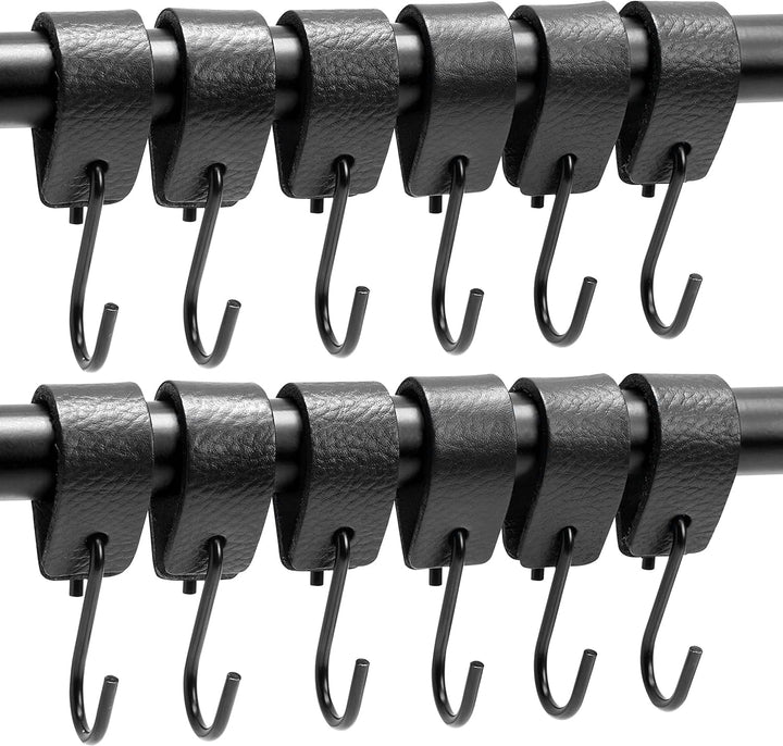Brute Strength - S Haken Mit Lederschlaufe - Schwarz - 24X - 12,5 x 2,5 cm - Kleiderhaken Garderoben