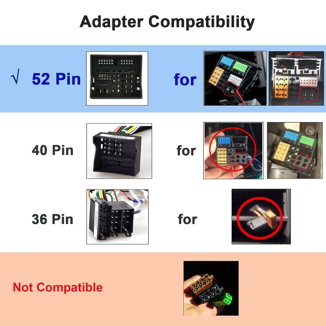 Podofo 52 Pin ISO-Adapterkabel ISO-Konverter Autoradio Radioadapter für VW/Golf/Passat Tiguan/Polo/T