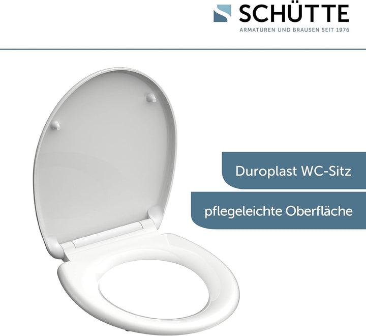 SCHÜTTE WC-Sitz mit Absenkautomatik/Abnehmbarer Klodeckel aus bruchsicherem Duroplast/Innovative DIY