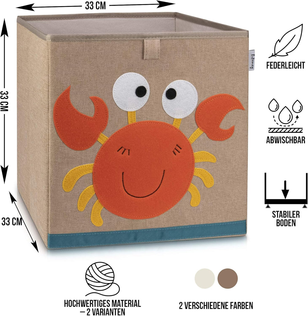 Aufbewahrungsbox mit Krebs Motiv I Spielzeugbox mit Tiermotiv passend für Würfelregale I Ordnungsbox