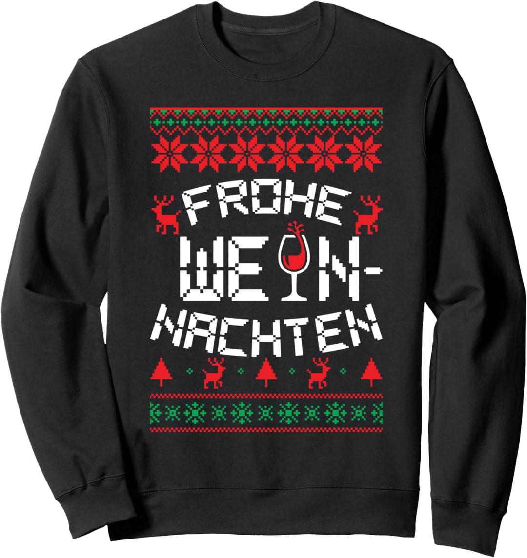 Wein Ugly Christmas Weihnachtsfeier Motiv Sweatshirt