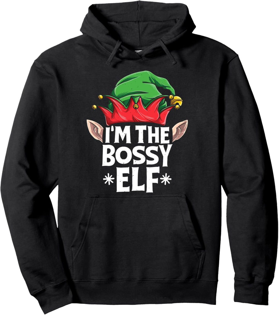 I'm The Bossy Elf Christmas Family Matching Pajamas Xmas Pullover Hoodie