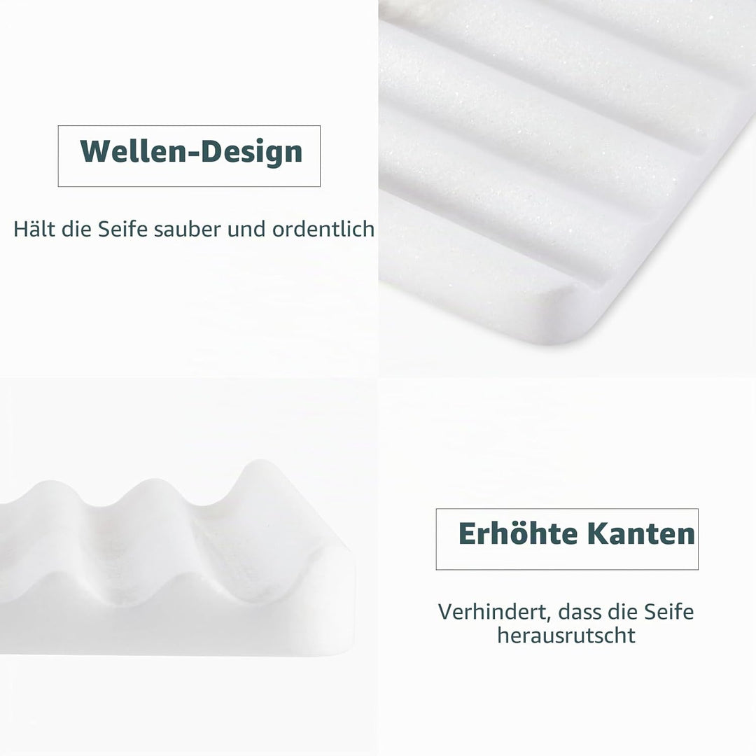 2 Stück Marmor Seifenschale, Seifenhalter mit Ablauf, Seifenablage Waschbecken, Kreative Seifenschal
