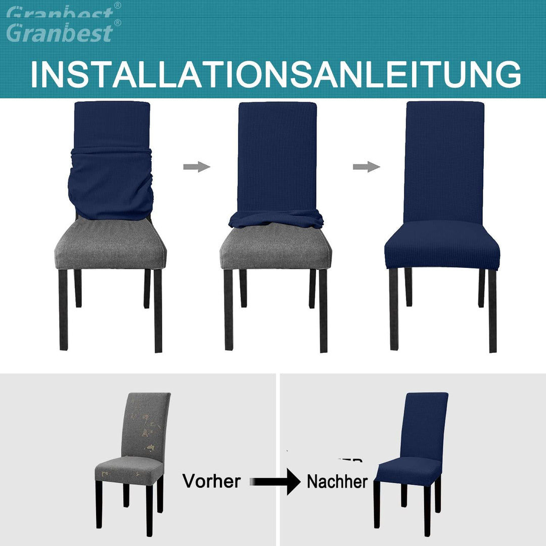 Granbest Premium Wasserdicht Esszimmerstuhl Abdeckungen Satz Von 6, Elastische Hohe Zurück Stuhlhuss