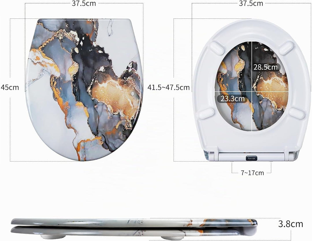WC Sitz mit Absenkautomatik, Toilettendeckel mit Motiv, Klodeckel aus Duroplast, Klobrille mit Quick