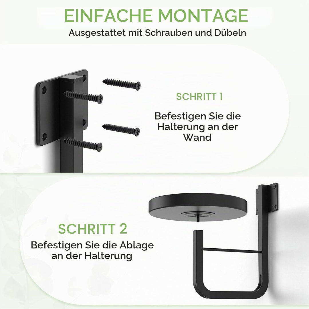 2er Set Metall Pflanzenregal Wand, 20cm Blumenständer zur Wandmontage, Pflanzenständer für Blumentop