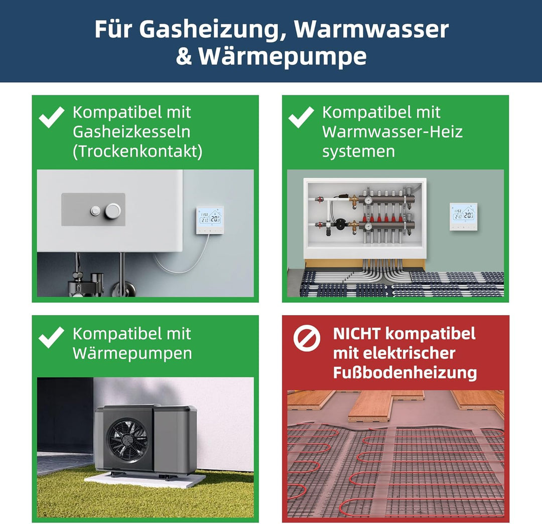 Fussbodenheizung Thermostat Digital, Beok Smart WiFi Thermostate für Wasser Fussbodenheizung und Gas
