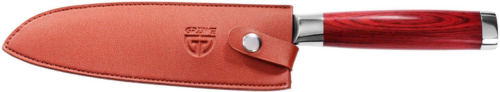 GRÄWE Damastmesser aus Damaststahl, gross, 17,5 cm Klinge, scharf, Damaszener Santokumesser mit Holz