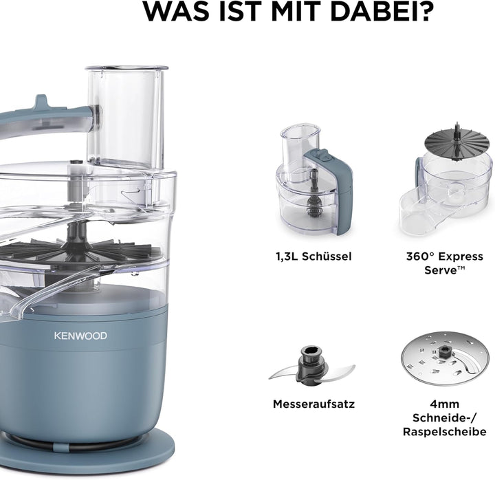 Kenwood MultiPro Compact – Kompakte Küchenmaschine mit Express Serve, Edelstahlmesser, Schneid- und