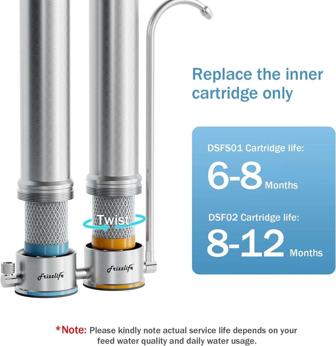 Frizzlife DSF02 Ersatzfilter für DS99 Arbeitsplatten-Wasserfilter (2. Stufe)