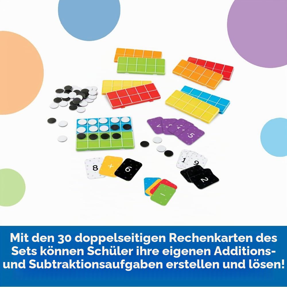 Learning Resources LER6641 Regenbogen Set, ab 5 Jahren, 10 verbindbare Zehner-Rahmen und Zähler, Mat
