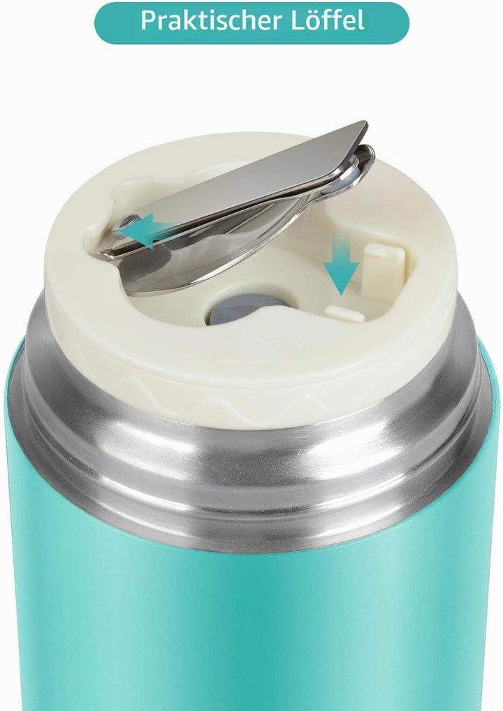 Thermobehälter für Essen 450ml, 710ml Thermobecher Essen Edelstahl Warmhaltebehälter mit Löffel Esse