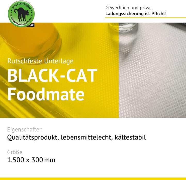 BLACK-CAT Foodmate Dunkelgrau Antirutschmatte 1500×300 mm – lebensmittelecht, kältestabil bis −40 °C
