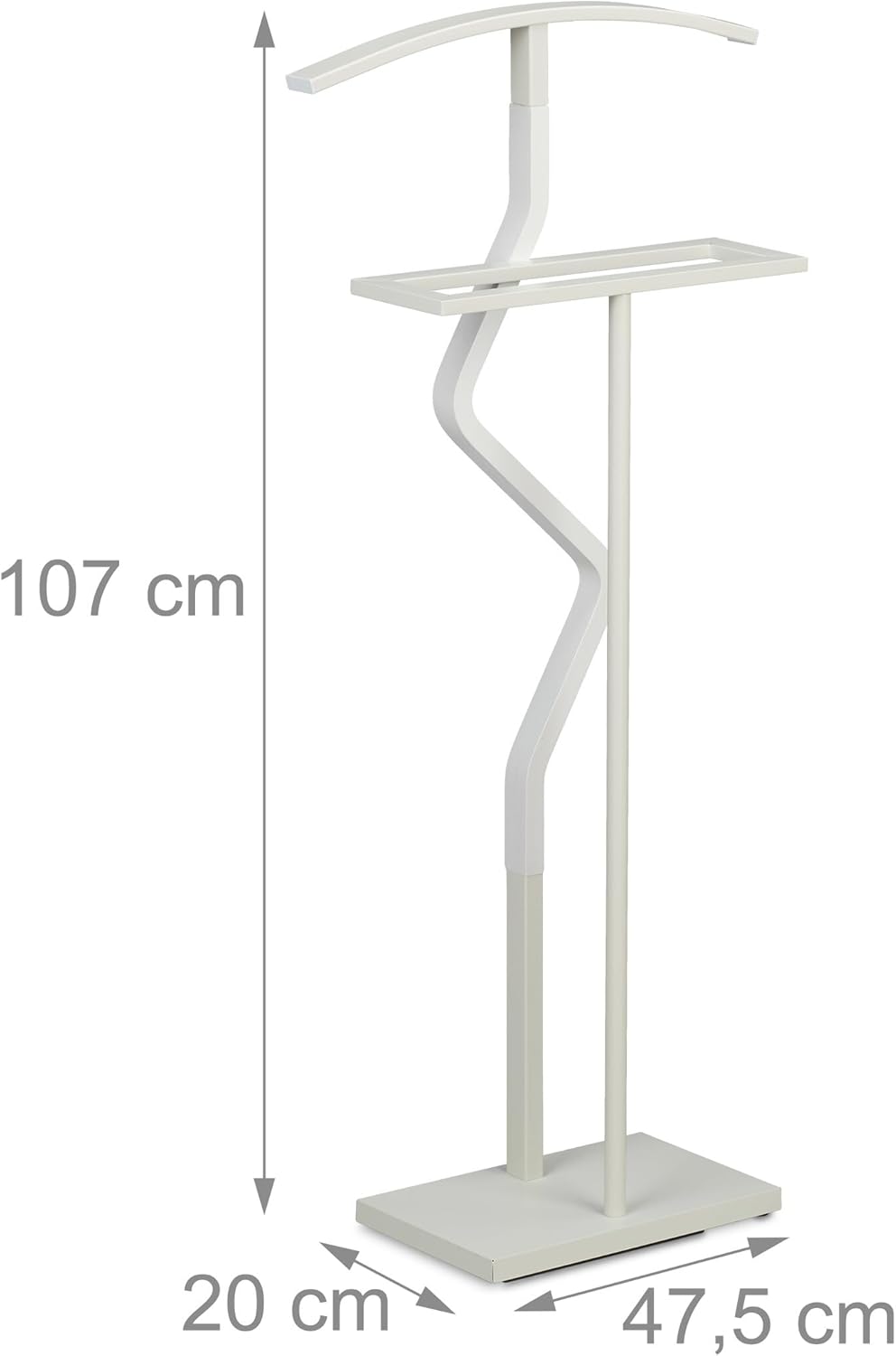 Relaxdays Herrendiener, H x B x T: 107 x 47,5 x 20 cm, Kleiderbutler, Hemd & Hose, Kleiderständer, S