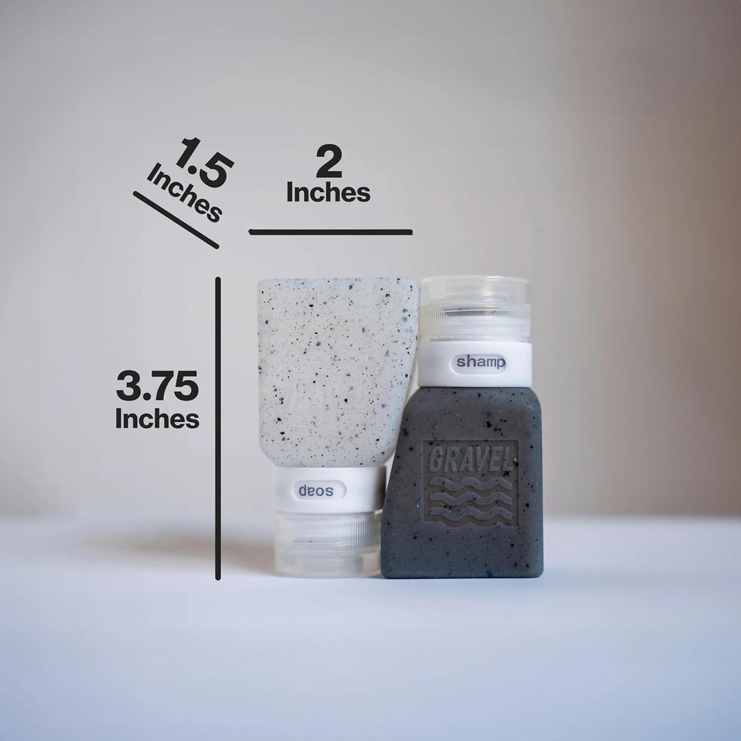 GRAVEL Weiche 85 ml Silikon-Reiseflaschen, auslaufsicher, 2 Stück, TSA genehmigt Transparent und Mat