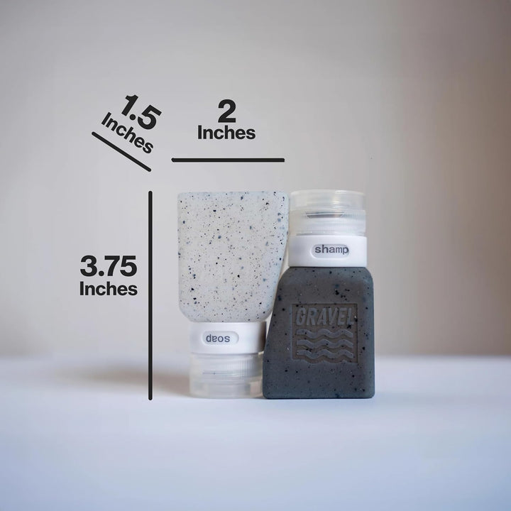 GRAVEL Weiche 85 ml Silikon-Reiseflaschen, auslaufsicher, 2 Stück, TSA genehmigt Transparent und Mat