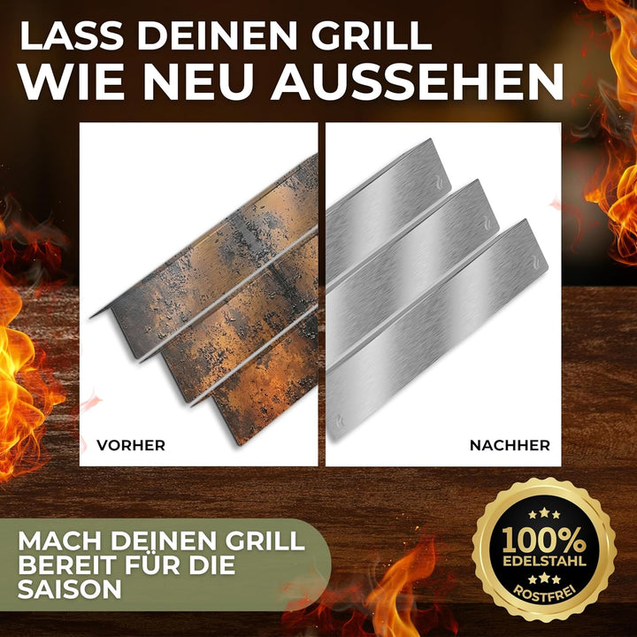 Aromaschienen & Brennerabdeckung für Weber Spirit 210/220 E210 S210 E220 S220 | Edelstahl 3er Set –