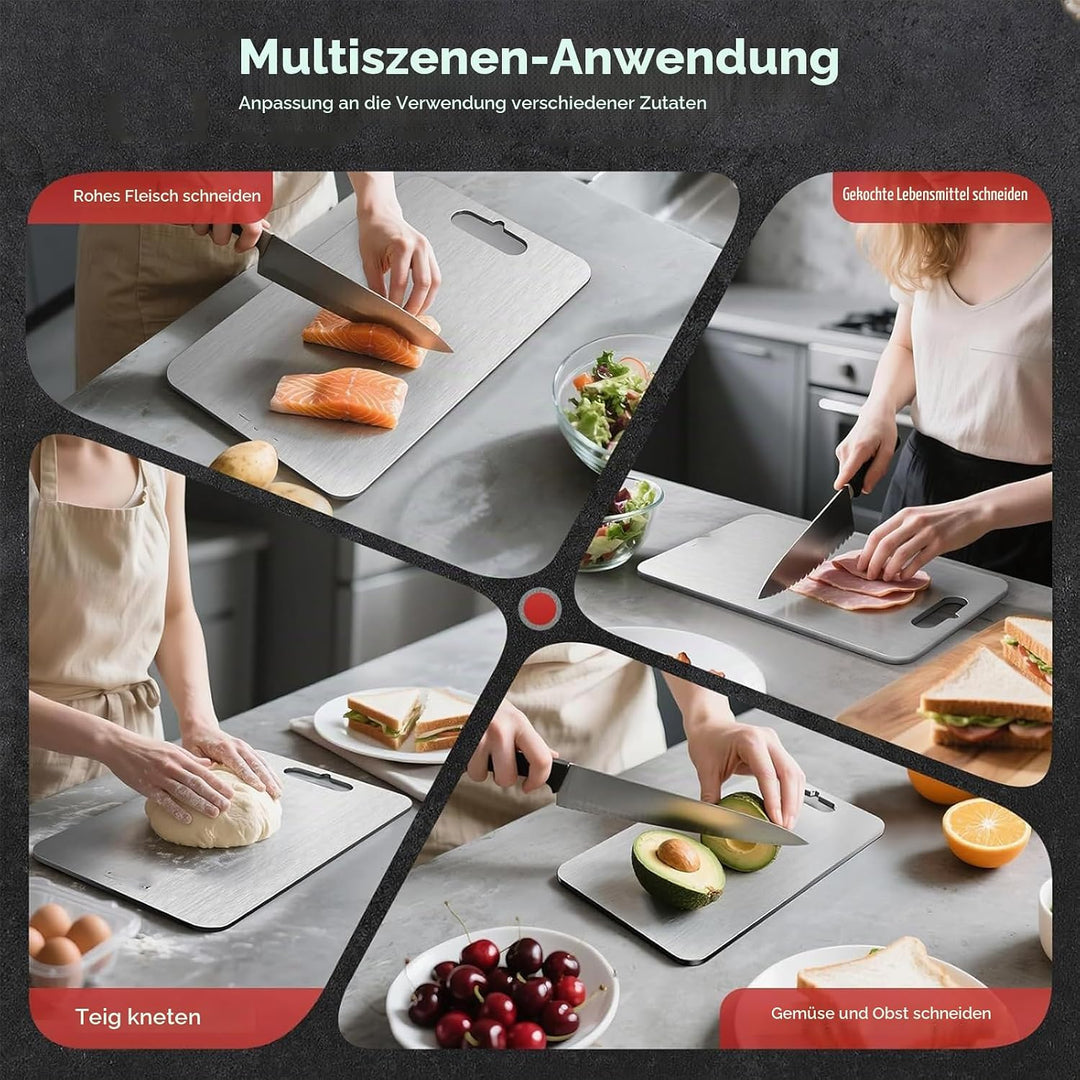 3 Stück Verdickt Titan Schneidebrett, S316 Edelstahl Titanium Cutting Board, Doppelseitiges Lebensmi