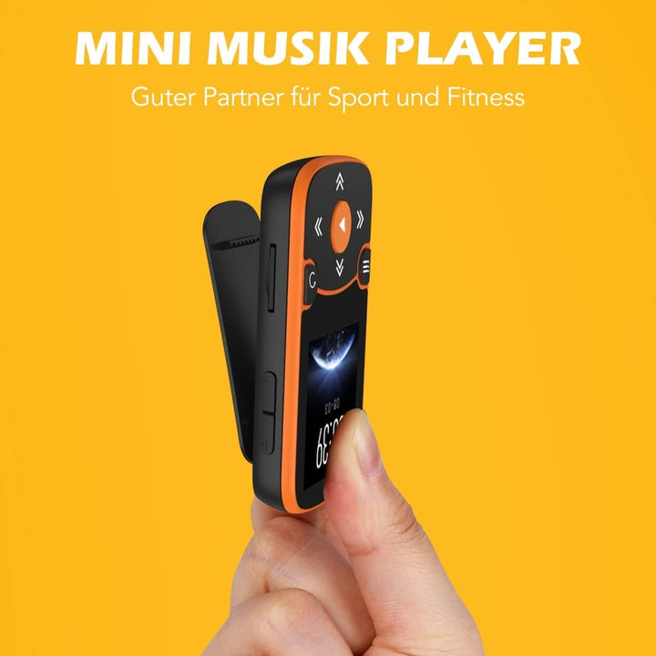 AGPTEK MP3 Player & Schutzhülle Bluetooth 5.3 Sport 64GB mit 1,5 Zoll TFT Farbbildschirm, Mini Musik