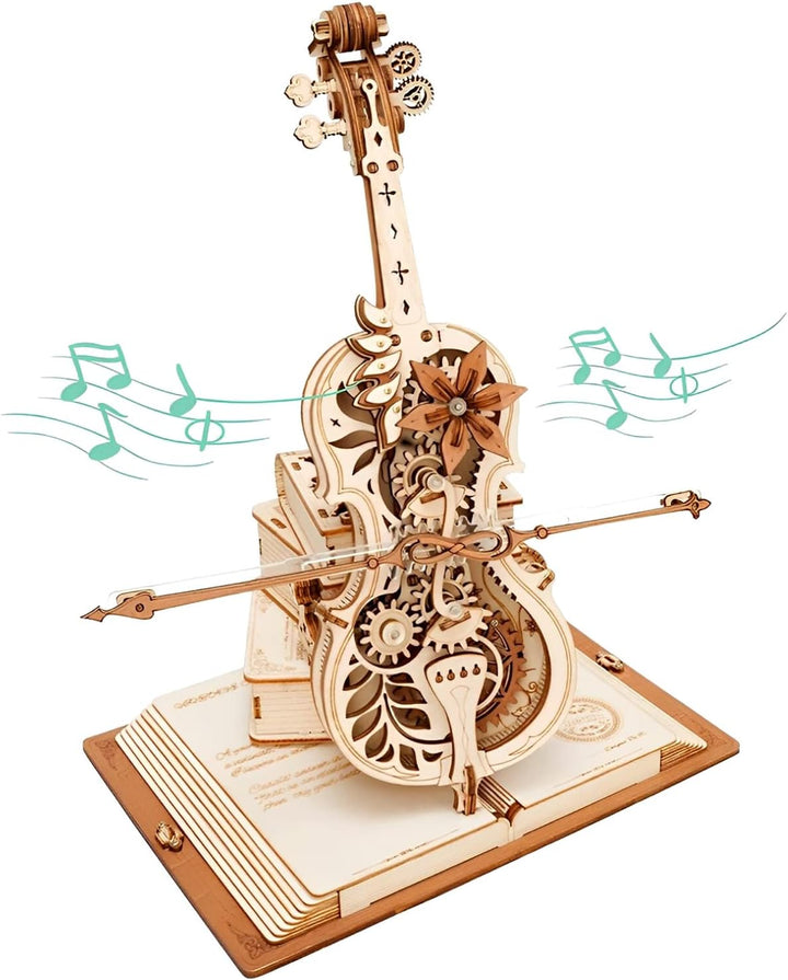 ROKR Magic Cello Mechanische Spieluhr,3D Holzpuzzle Erwachsene,Schreibtischdekoration Geschenk für M