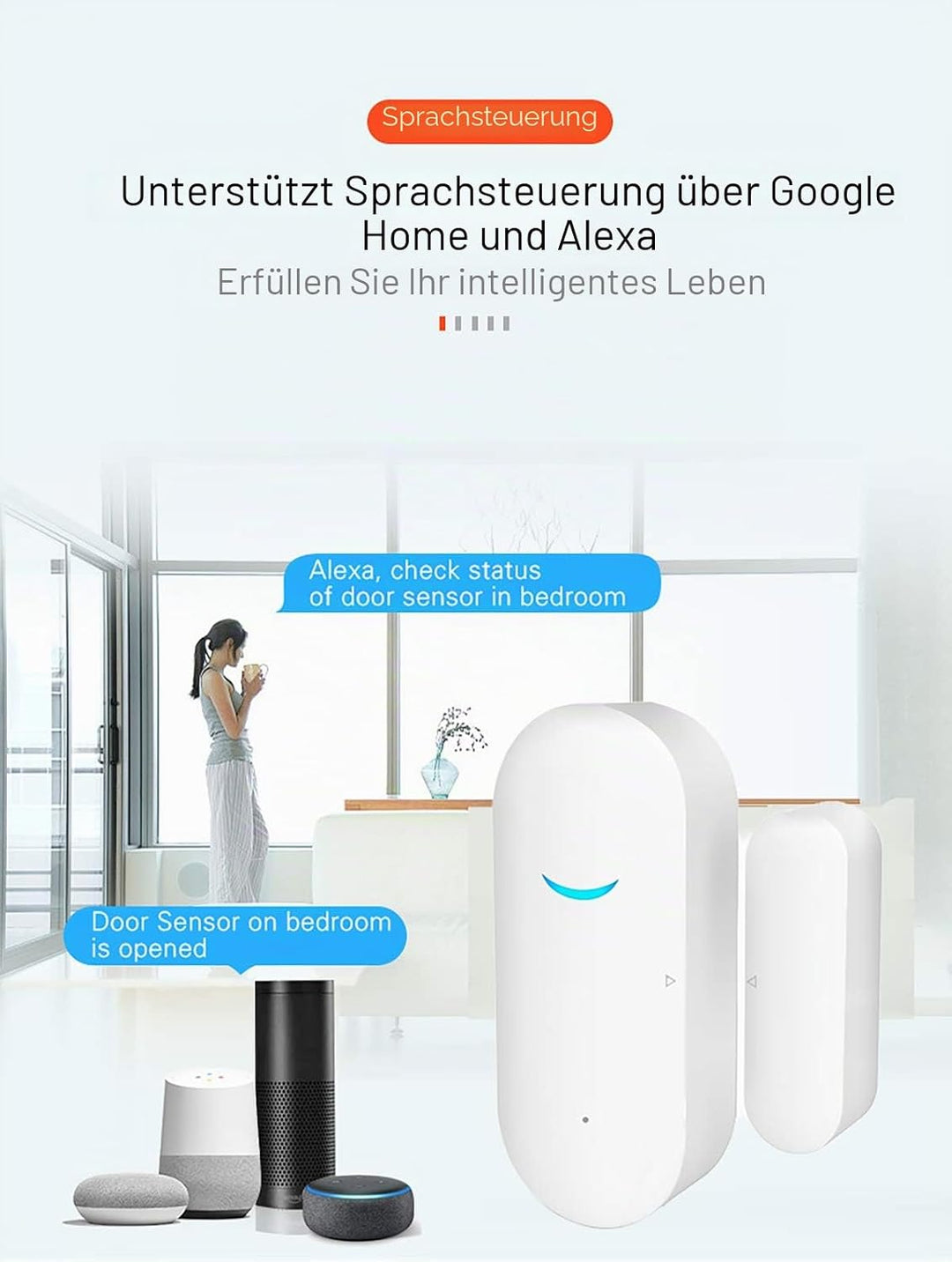 Tuya WiFi Door and Window Sensors, Smart Alarm with Free Notification App Control, Home Security Ala