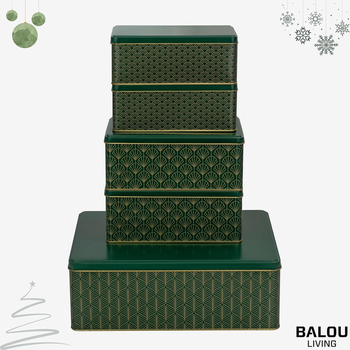 BALOU LIVING 5er Set Keksdose Weihnachten eckig - Weihnachtskeksdosen gross aus Metall - Weihnachtli