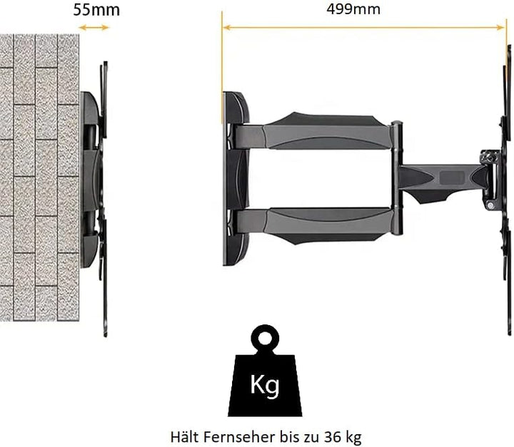 TV Wandhalterung Fernseher Halterung schwenkbar Neigbar LCD-TV LED für 32-55 Zoll Flach & Curved Fer