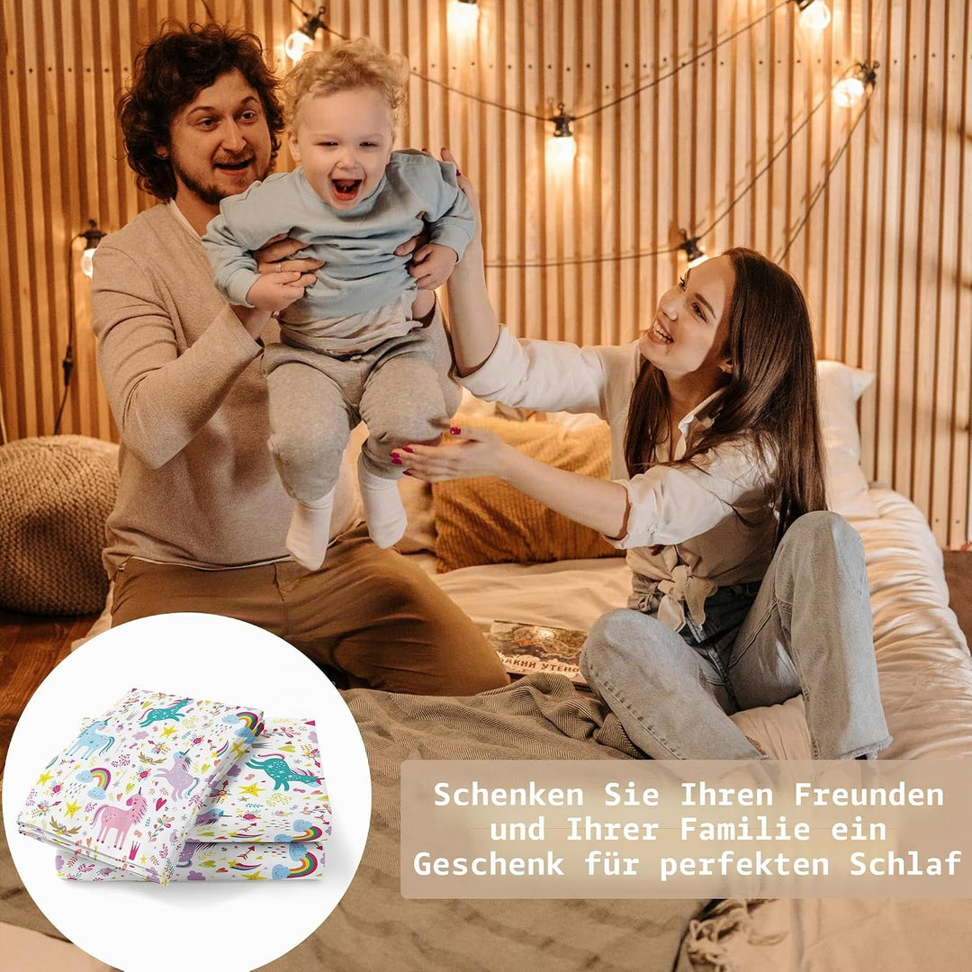 HZVRTN Kinder Bettwäsche Einhorn Bettwäsche Set für Mädchen, Soft Mikrofaser Bettbezug mit Reissvers