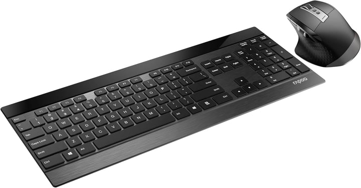 Rapoo 9900M kabelloses Tastatur-Maus Set Wireless Deskset 3200 DPI Sensor wiederaufladbarer Akku fla
